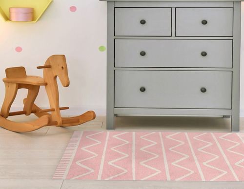 שטיח פעילות מעוצב לחדר ילדים Soft Mat במגע רך - זיג זג ורוד