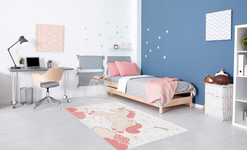 שטיח פעילות מעוצב לחדר ילדים Soft Mat במגע רך - חד קרן גדול לבן