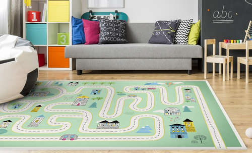 שטיח פעילות מעוצב לחדר ילדים Soft Mat במגע רך - כביש ירוק