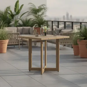 שולחן אלומיניום דמוי עץ דגם קיסר 82×75ס"מ