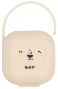 קופסת פלסטיק הגיינית למוצץ/זוג מוצצים עם חיבור לעגלה או לתיק - שמנת