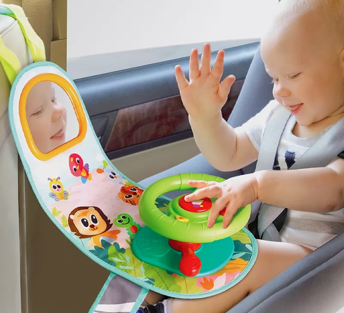 פעלולון הגה אורקולי עם מראה וחיבור מהיר לרכב, לול או עגלה - חיות