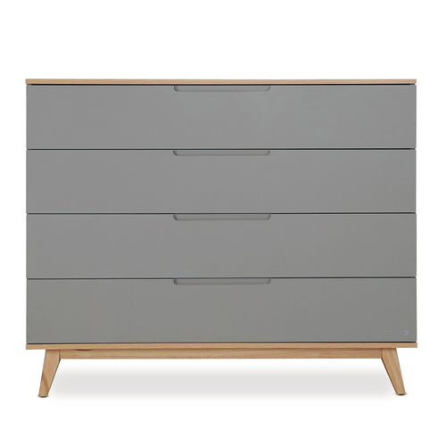 שידת החתלה רחבה לתינוק קיילי עשויה MDF עם מגירת חלוקה פנימית - אפור / טבעי