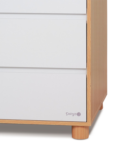 שידת החתלה רחבה לתינוק טיילור עשויה MDF עם ידיות מובנות - לבן / טבעי