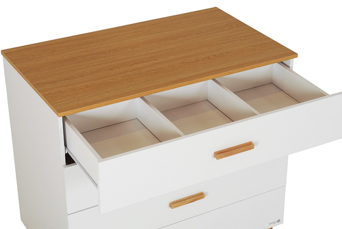 שידת החתלה לתינוק ריין עשויה MDF עם מגירת חלוקה פנימית - לבן / דמוי טבעי