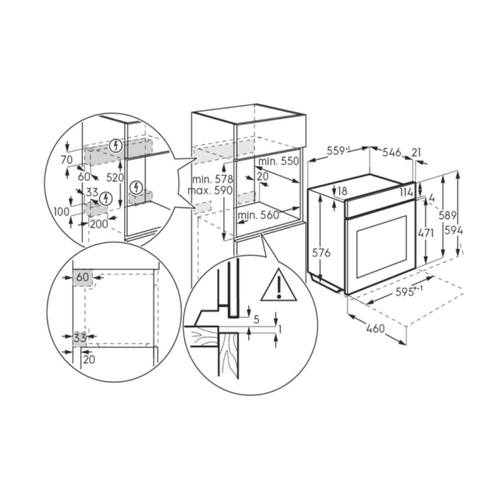תנור בנוי 71 ליטר Electrolux EOH6219K SurroundCook AirFry זכוכית שחורה *שבת | גרמניה