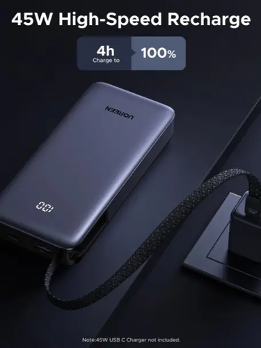  סוללת גיבוי UGREEN Nexode 20000mAh 45W עם כבל מובנה UGREEN PB536 55988B 
