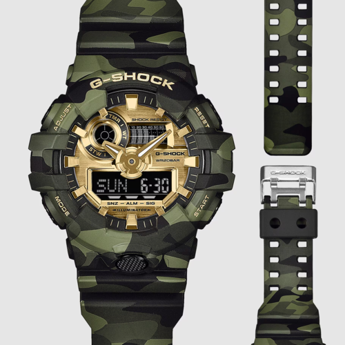 CASIO GA-700CMG-3A BOLD CAMO SERIES, CAMO AND GOLD