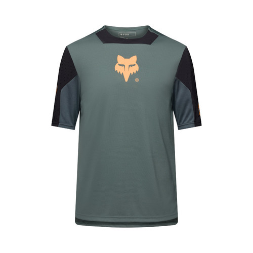 חולצת רכיבה קצרה לילדים פוקס ירוק -FOX YTH DEFEND SS CREATION JERSEY V26