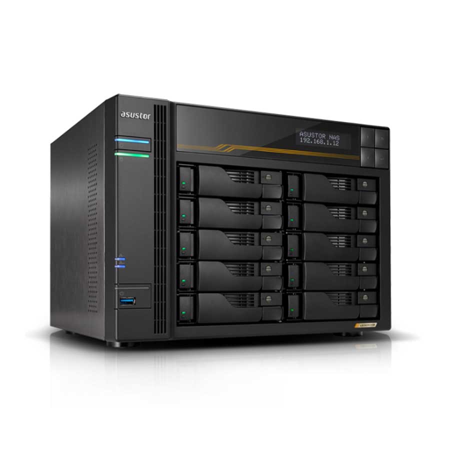 Asustor Lockerstor 10 Gen3 10 Bay NAS, Quad-Core 2.3GHz CPU, Dual USB 4 Ports, Dual 10GbE Ports, Dua