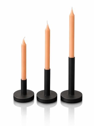 סט 3 פמוטים שחורים בגבהים שונים כולל נרות