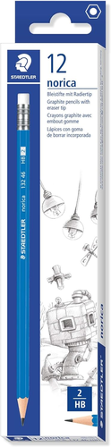 מארז 12 עפרונות נוריקה 2HB עם מחק