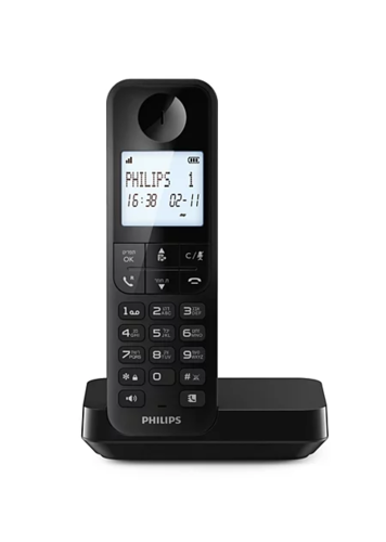 טלפון אלחוטי בעברית Philips Dectphone D2701B/25 יחיד בצבע שחור