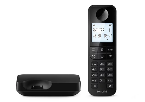 טלפון אלחוטי בעברית Philips Dectphone D2701B/25 יחיד בצבע שחור