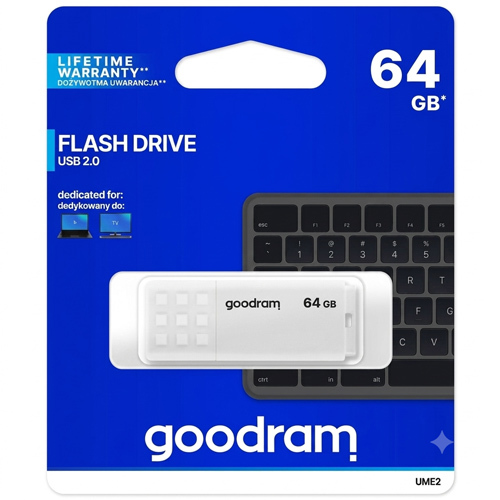 זיכרון נייד GOODRAM UME2 64GB USB 2.0 בצבע לבן