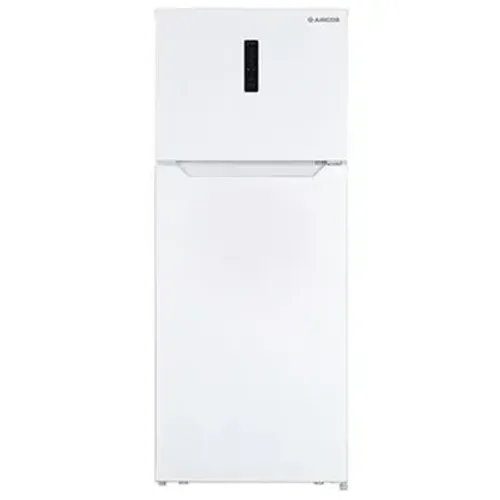 מקרר 2 דלתות מקפיא עליון לבן Amcor HR491W עם תצוגת LED חיצונית.