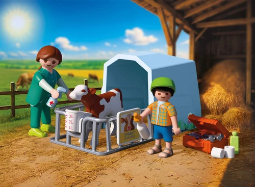משחק פליימוביל וטרינר נייד ועגל קטן לגילאי 4+
