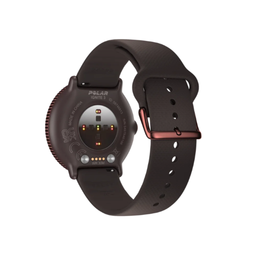 גב שעון Polar Ignite 3 בצבע חום־שנהב עם חיישני דופק ורצועת סיליקון