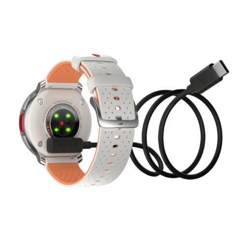 שעון Polar Vantage V3 בצבע אפרסק־כסף עם כבל טעינה Polar Charge 2.0