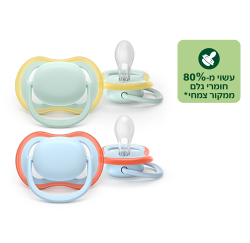 אוונט מוצצי אולטרה אייר Plant-Based 0-6 תכלת/מנטה