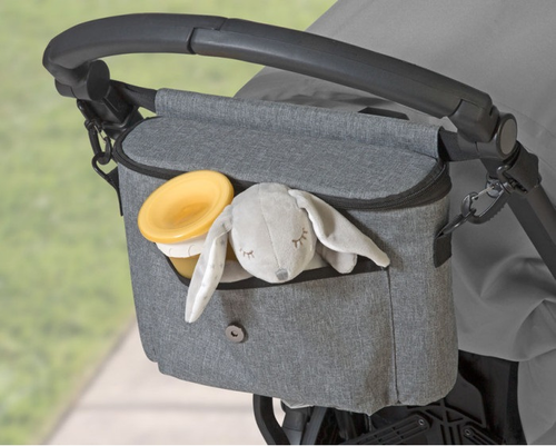 ארגונית מגן גב מושב לרכב 2 ב 1 עם חיבור למסך / טאבלט ואפשרות קשירה לעגלת תינוק / טיולון - אפור