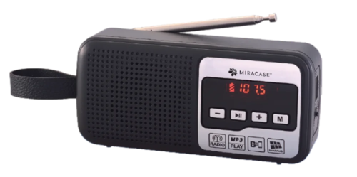 רדיו FM דיגיטלי בלוטות' שחור-כסוף MIRACASE MFMR500