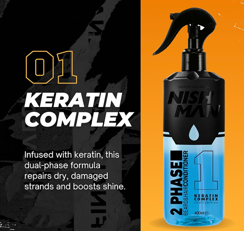 ספריי קונדישינר דו־פאזי לשיער ולזקן מספר 1 – Keratin Complex בנפח 400 מ״ל 