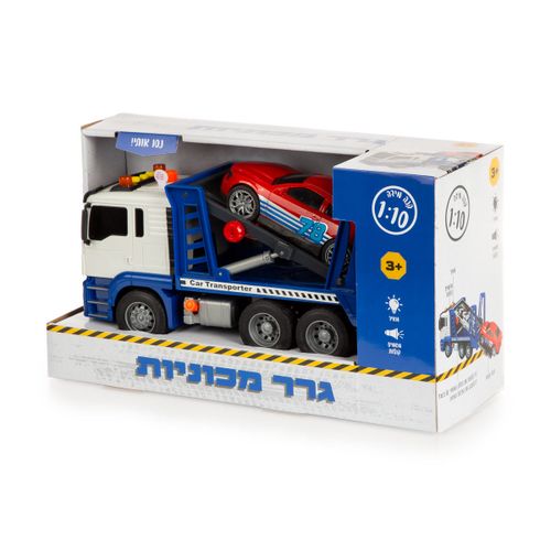 משאית גרר דו מפלסית עם מכונית צלילים ואורות