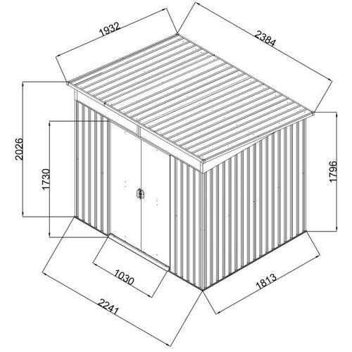 מחסן מתכת דגם PS0608 מידה 2.38X1.94 Garden Top
