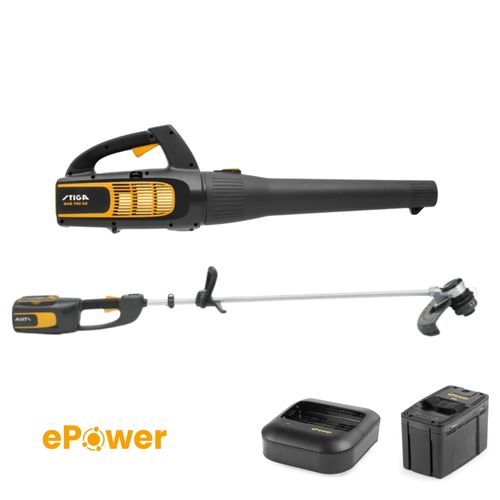 באנדל הגן המוכן מפוח 500 + חרמש ישר + סוללה 4 אמפר ומטען