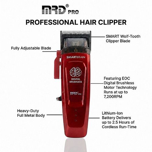 מכונת תספורת מקצועית MRD PRO HC-90-4 RED אם אר די - אדום