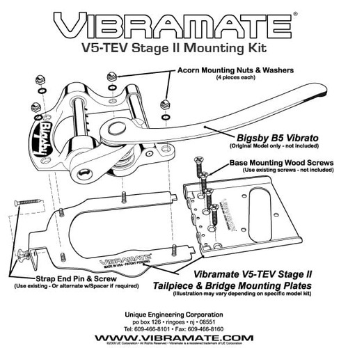 ALLPARTS TP-3747-001 Nickel Bigsby® V5-TEV- Vibramate® for Telecaster