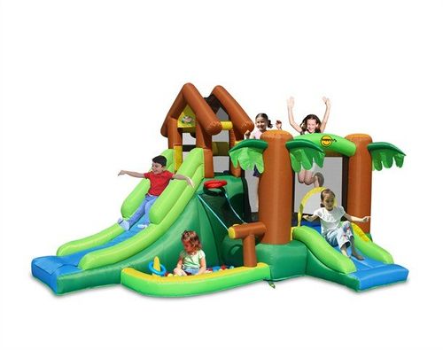 מתנפח טירת גלישת היער 9071F מבית Happy Hop - מבט צד על המגלשה ואזור הקפיצה