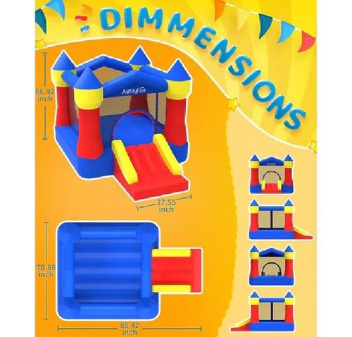 מתנפח קפיצה הטירה האדומה D82011A מבית AIRMYFUN - מבט צד על המגלשה ואזור הקפיצה