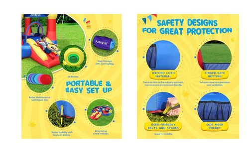 מתנפח קפיצה הטירה האדומה D82011A מבית AIRMYFUN - תקריב הרשתות והתפרים