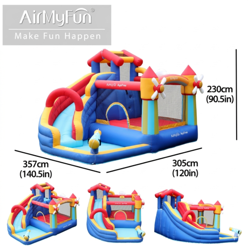 מתקן מתנפח עם מגלשה תחנת רוח דגם W83055 מבית Doctor Dolphin - המחשת מידות המתקן