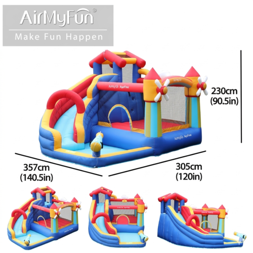 מתקן מתנפח עם מגלשה תחנת רוח דגם W83055 מבית Doctor Dolphin - מבט על אזורי הגלישה והמשחק