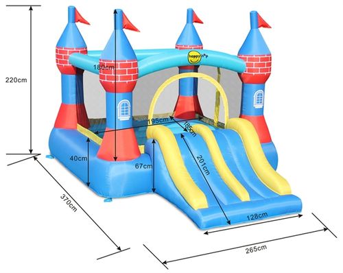 מתנפח טירה עם מגלשה כפולה 9512 מבית Happy Hop - תקריב הרשתות והתפרים