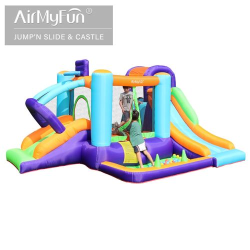 מתנפח עם שתי מגלשות D82003 מבית Air My Fun - תמונה ראשית של המתקן עם המגלשה