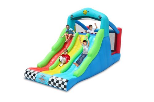 מגלשה 3 מסלולים משולבת יבשה עם קפיצה לילדים HappyHop מק