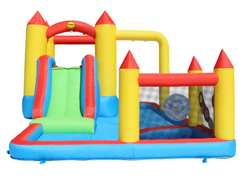 מתנפח משולב מקפצה ובריכת כדורים 9753 מבית Happy Hop - מבט צד על המגלשה ואזור הקפיצה