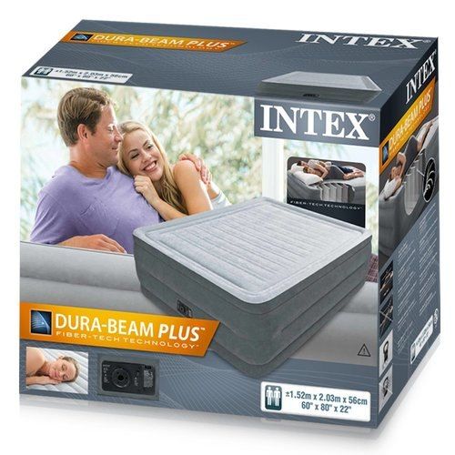 מזרן מתנפח זוגי Queen Dura-Beam Plus עם משאבה מובנית 203×152×56 ס״מ | INTEX | מק״ט 64418 - המזרן בחדר אירוח או בקמפינג