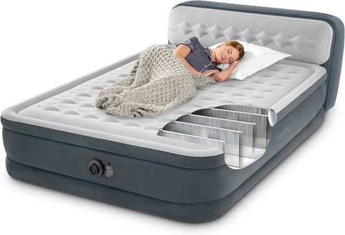 מזרן מתנפח זוגי King-Size עם משענת ראש וגב ומשאבה מובנית 236×152×46 ס״מ | INTEX | מק״ט 64448 - מבט צד על מבנה המזרן