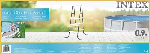סולם דו כיווני לבריכה 91 ס״מ 3 שלבים INTEX 28064 - מבט צד להמחשת גובה ורוחב