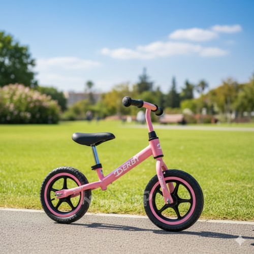 אופני איזון ודחיפה לרכיבה יציבה לילדים בצבע ורוד מבית DERBY - תמונה ראשית של אופני האיזון