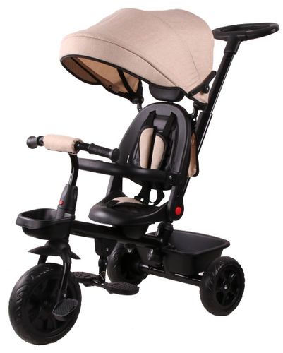 תלת אופן עם מושב דו־כיווני בצבע אופוויט 3 ב־1 TRIFUNBW מבית TRIFUN - מבט על המושב, הכידון והגלגלים