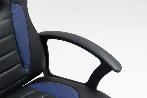 כיסא תלמיד ארגונומי לנוער עם ידיות בצבע שחור וכחול 301A-BBL מבית LEVEL UP - מבט צד על מבנה הכיסא