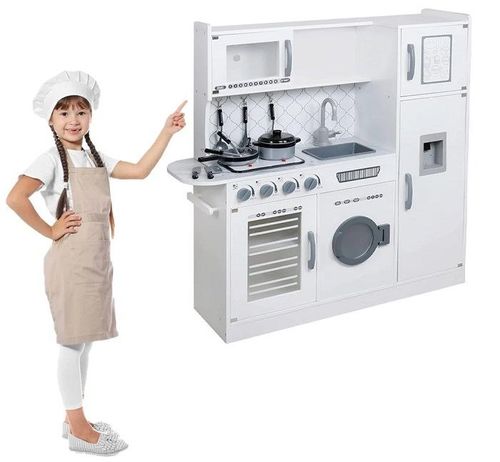 מטבח לילדים מעץ אלקטרוני אביב W10C364C מאת בית העץ - מבט צד על מבנה המטבח