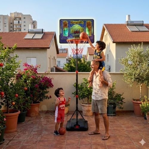 מתקן כדורסל אלקטרוני לילדים 1.90 מטר BASKET190 - המחשת מידות וגובה המוצר