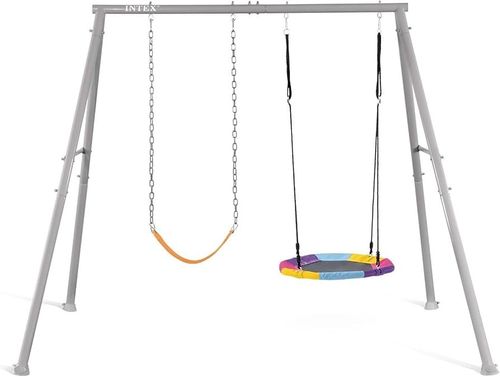 נדנדת שני חלקים נדנדת מושב גמיש ונדנדת צלחת לחצר לילדים 254X235X200 סמ 44126 מבית INTEX - המתקן בחצר או בגינה